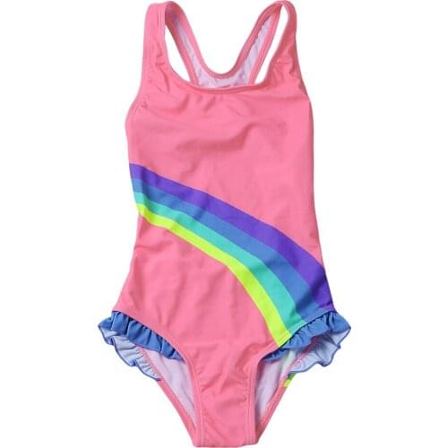 Hot Spring Swimsuit Girls Quick-Drying Printed Sleeveless New Childrens One-Piece Swimsuit Tz410026