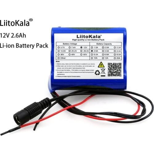 Liitokala 12V 2600mAh li-ion Battery 11.1 V To 12.6V 2.6Ah for CCTV Camera Rechargeable battery pack 18650 batteries