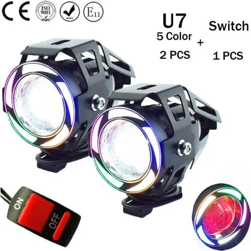 Motorcycle work lights fog spot lamp Headlights LED moto 12V 125W Auxiliary Lamp 5Colors motorbike spotlights car accessories