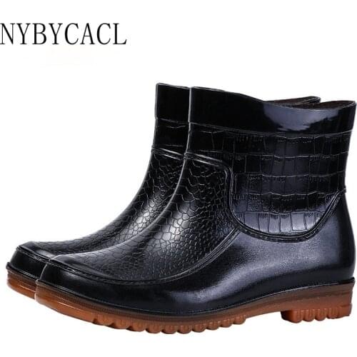 Men Platform Ankle Rainboots Autumn Winter Waterproof Safety Work Shoes Non-Slip Warm Water Boots mens rubber Fishing galoshes