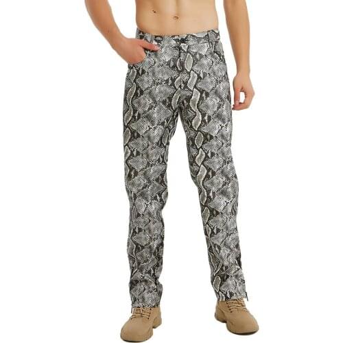 Mens snakeskin pattern PU leather pants punk hip hop trousers man vintage casual joggers plus size tactical pants dropshipping