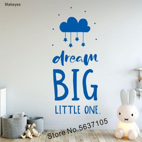 Makeyes Dream Big Little One Wall Stickers Kids Bedroom Goodnight Wall Decals Home Decoration Clouds Sweet Baby Gifts Mural Q374