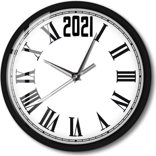 Retro Roman Numerals Wall Clock With Metal Round Frame LED Lighting Home Decor Smart Voice Control Wall Watch Silent Movement