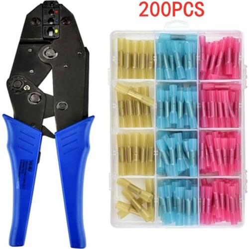 HS-40J Crimping Pliers 0.25-6mm2 Heat Shrink Butt Insulated Terminals Wire Connector 23-10AWG 230mm Stripper Multitools kits