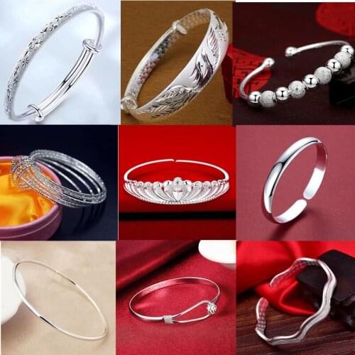AIYANISHI Charms Solid 925 Sterling Silver Bracelet Chain Linked For Women charm Cuff bangle Valentine Jewelry Gift Pulseira