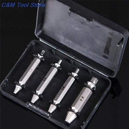 Durable 4Pcs Carpentry Screw Extractor Drill Bits Easy Out Guide Set Remove Broken Bolt Set Hand Tool 1# 2# 3# 4