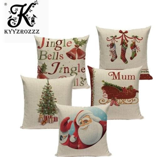 Christmas Festival Santa Claus Cushion Cover 45X45cm Happy Birthday Deer Pillow Cases Kids Gift Bedroom Sofa Decoration