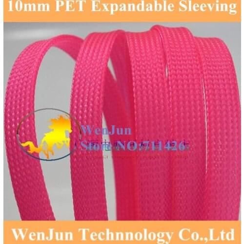 10mm PET Expandable Snakeskin network wire weaving mesh Braided Sleeving for Power cable---Pink Color