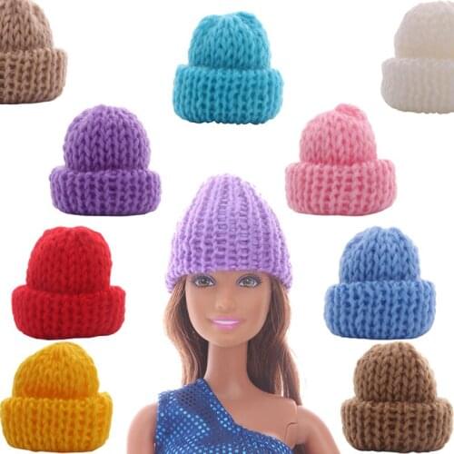 5 Styles Of Solid Color Woolen Hat Knitted Doll Accessories For Barbies Doll Clothes Accessories Girls Gift Toy DIY