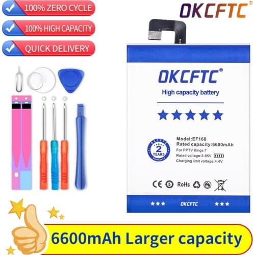Top Brand 100% New 6600mAh EF168 Battery for PPTV Kings 7 king 7S King7 PP6000 Batteries + free gfit