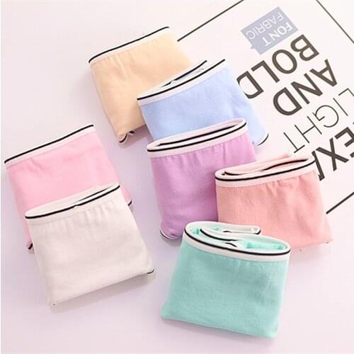 8 Pcs/Lot Soft Cotton Young Girl Briefs Candy Colors Girls Panties for Teenage Kids Underwear Pants Underpants 9-20T