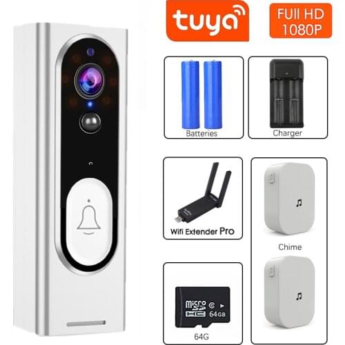 Tuya 1080P WIFI Doorbell Security Camera Wireless HD Video Audio Intercom Door Bell Smart Home Monitor Google Assistant Support