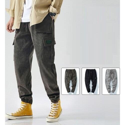 Big Size 8xl Corduroy Cargo Pants Trends 2021 Style Japanese Joggers Elastic Waist Band Hip Hop Fashion Streetwear Trousers Male