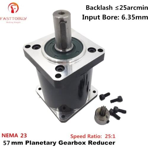 Input 6.35mm NEMA23 Ratio 25:1 Planetary Gearbox Reducer for NEMA23 57mm Servo/Stepper Motor ,57XG