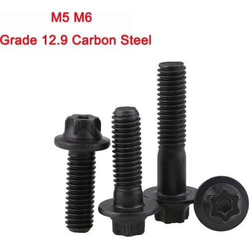 Grade 12.9 Carbon Steel Black High Tensile Six Lobe Hexagon Truss Head Bolts Flange Hex Torx Head Screws M5 M6