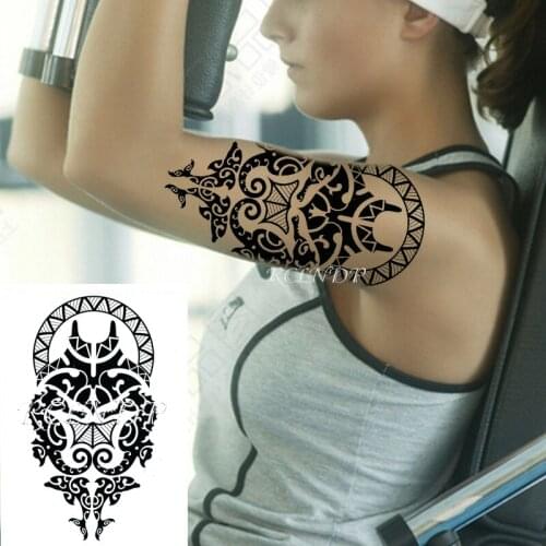 Waterproof Temporary Tattoo Sticker Fish Seahorse Totem Geometric Patterns Fake Tatto Flash Tatoo Arm Leg Art for Women Men