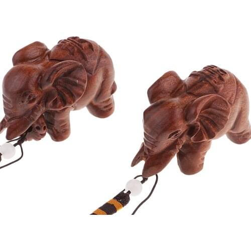 1 Pair Handcraft Wooden Wildlife Animal Elephant Figurines Home Office