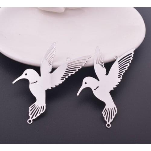 10pcs 40*60mm High Quality Rhodium plated Hummingbird Connectors Bird Charms Jewelry Pendant Hang Suncather Accessories