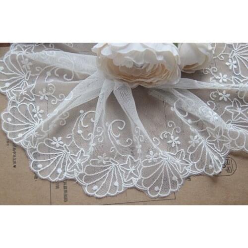 10Yards 10cm Wide Mesh Lace Collar Trim Fabric Embroidered Ribbon Wedding Dress Cloth Handmade DIY Material Sewing Supplies