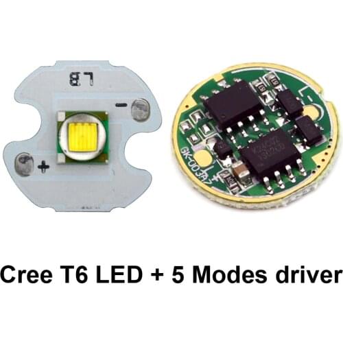 16mm XM-L T6 LED Emitter + 17mm 5 Modes 3.7V - 4.2V 2.5A Circuit Board for XM-L L2 T6 U2 U3 XP-L V5 LED Flashlight