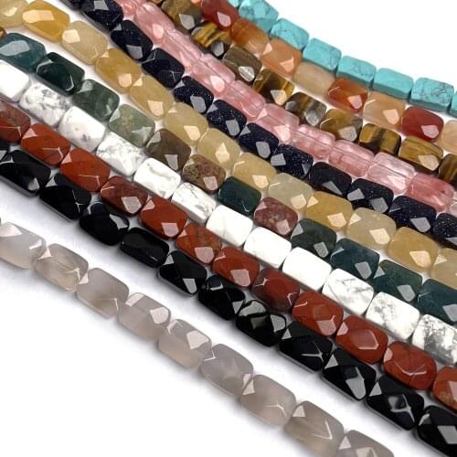 18Pcs/strand Natural Stone Beads Jewelry Making Section Rectangle Loose Beads Charms DIY Necklace Bracelet Handiwork Accessory