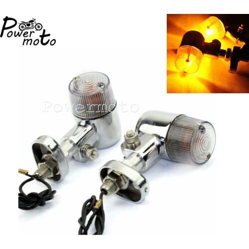 2pcs 12V Chrome Motorcycle Rear Turn Signal Indicator Blinker Lamp Falsher Lighting For Harley Honda Kawasaki Yamaha Suzuki BMW