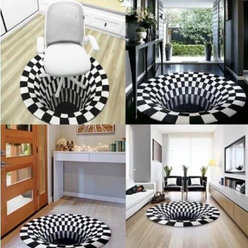 3D Vortex Illusion Rug Swirl Illusion Rug Carpet Doormat Mats Print Optical Illusion Areas Carpet Floor Pad Non-slip