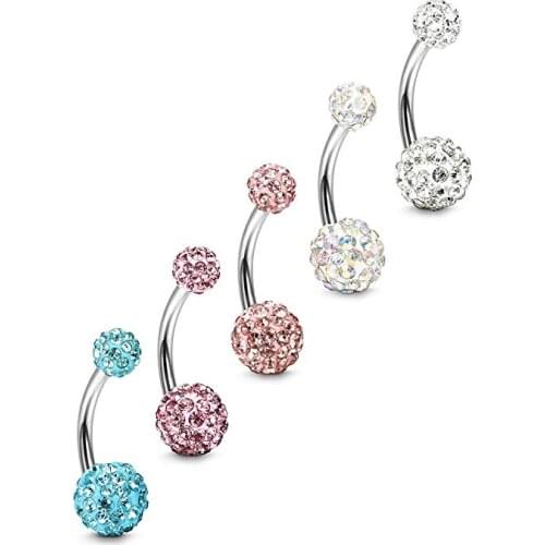 5Pcs Dangle Belly Button Rings Set Navel Surgical Stainless Steel 14G Body Piercing Jewelry womens accessoires