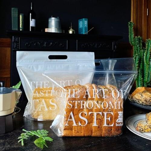 50pcs Toast Bread Packaging Handle Bags For Bakery Christmas New Year Party Handmade Cookies Gift Decoration Souvenir Gift