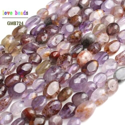 6-8mm natural purple ghost quartz irregular beads for jewelry making diy bracelet 15inches strand attract helpful nobles