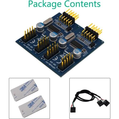 9pin USB Header Male 1 to 4 Female Extension Splitter Cable Connector Adapter (Male 1 to 4 Female)
