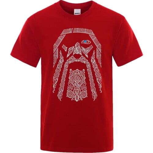 Mens T Shirts Vikings Odin Men Summer Cotton Tees Short Sleeve Tops Father Gift O Neck Retro Male T-Shirt O Neck Plus Size 3XL