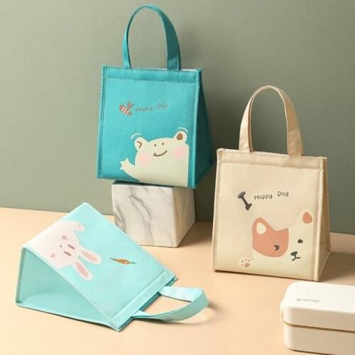 Cartoon Animal Insulated Lunch Bag Build-in Thicken Aluminum Film Leak-Proof Lunch Box Container for Women and Men GQ