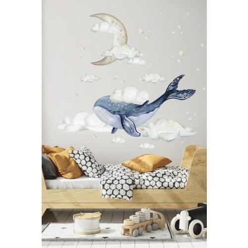 Whale Children 'S Room Wall Adhesive printing Foil for Nursery Kids Home Decor Accessories Wallpaper Self-Adhesive Trend Quality