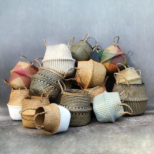 100% Handmade Plant Fiber Fabric Baskets Woven Basket Basket Storage Use for Storage or For Potted Plants Baskets