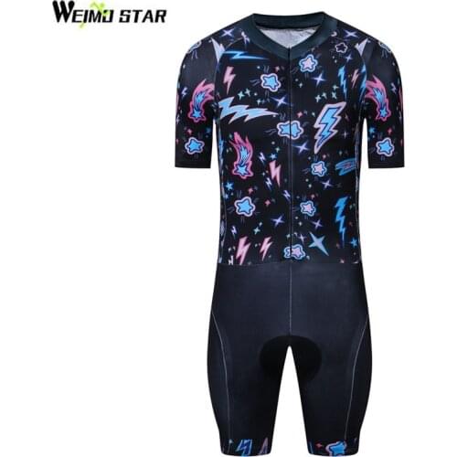 WEIMOSTAR Triathlon Suit Men Short Sleeve Cycling Jersey Set Breathable Ropa Ciclismo Bike Bicycle One Piece Compressed Clothing