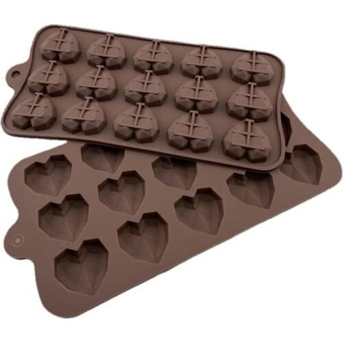 Creative 15 Cavity Silicone Heart Chocolate Molds 3D Love Shaped Wedding Candy Baking Molds Cupcake Decoration Party Supplies