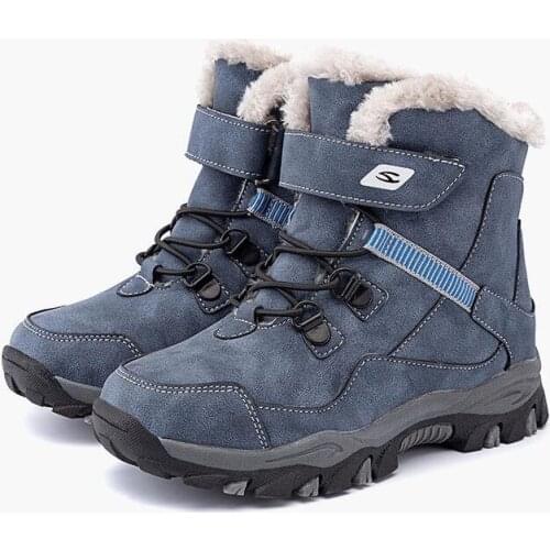 Kids winter hiking sneakers children plush-padded snow shoes big boys all-match anti-slip trekking shoes kids Zaptillas FOR -30C