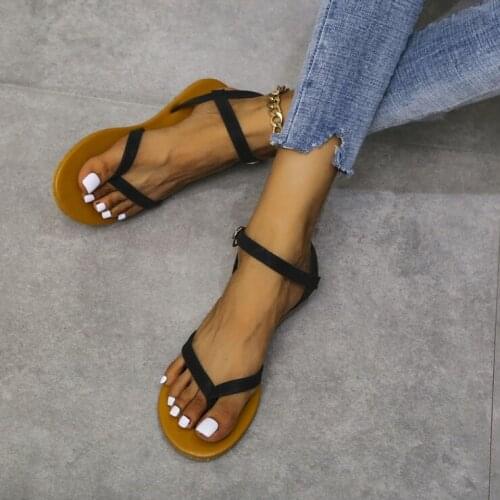 Summer 2021 Cross-Border EBay Foreign Trade Comfortable Flat 40-43 Toe Covering Buckle Casual Sandals Sandals Sneakers New