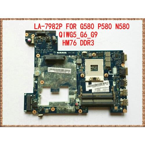 LA-7982P For Lenovo G580 N580 P580 Laptop Motherboard HM76 DDR3 100% Tested 11S0001175 QIWG5_G6_G9 mainboard