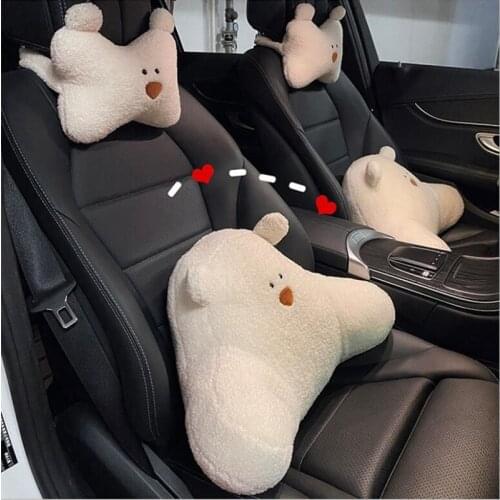 Cute Cartoon Bear Car Cervical Pillow Lumbar Support Car Neckpillow Headrest Pillow