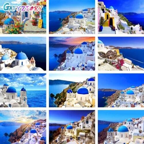 GATYZTORY DIY Painting By Numbers Kit Seaside Acrylic Paint By Numbers Wall Art Landscape Canvas Painting on canvas