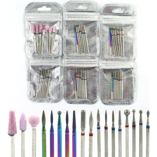 7pc/Set Diamond Nail Drill Bit Rotery Electric Drills Milling Cutters Manicure Cuticle Files Nail Polish Burr Tools Accessories