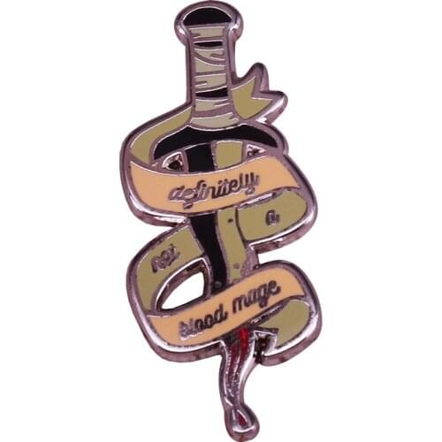 Definitely not a blood mage brooch red glitter magic pin Templars sword badge wonderful cool friends gift