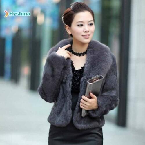 New Winter Real Fox Fur Collar Jacket Rabbit Short Women 's Genuine Fur Clothing Fur Coats Female Tops and Blouses Girl