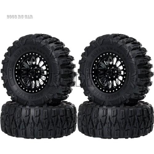 4P 2.2 inch Beadlock Wheel Hub Rim&120/125/130/132MM Tires Tyre for RC Crawler Axial SCX10 RR10 Wraith TRX4 KM2 1:10