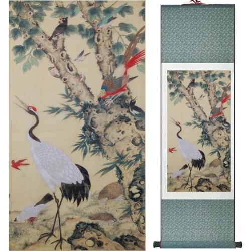 Wholesale price Traditional Birds and flower Painting Spring Ink wash painting silk scroll birds and flower painting