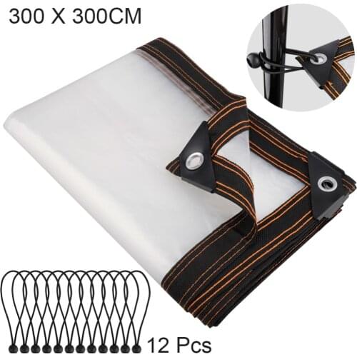 Portable Transparent Sun Shade PE Waterproof Ground Plant Cover With Grommets Outdoor Greenhouse Film Canopy With Bungee Balls