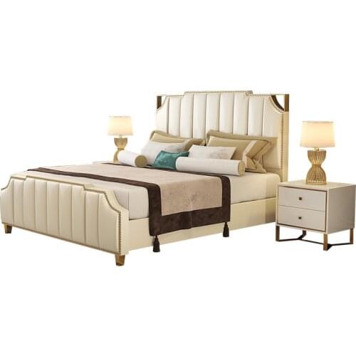 Postmodern soft bed simple double hotel bed model room bedroom furniture leather bed master bedroom 1.8M European style