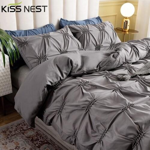 Nordic Simple Solid Color Twisted Flower Twin Size Bedding Set ,Duvet Cover 220x240 200x200,High Quality Fabric Home Use Gray